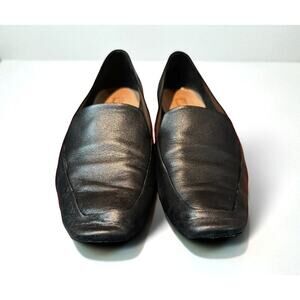 Aquazzura Black Leather Loafers with Gold Heel Made in Italy - Size 40.5/US 10
